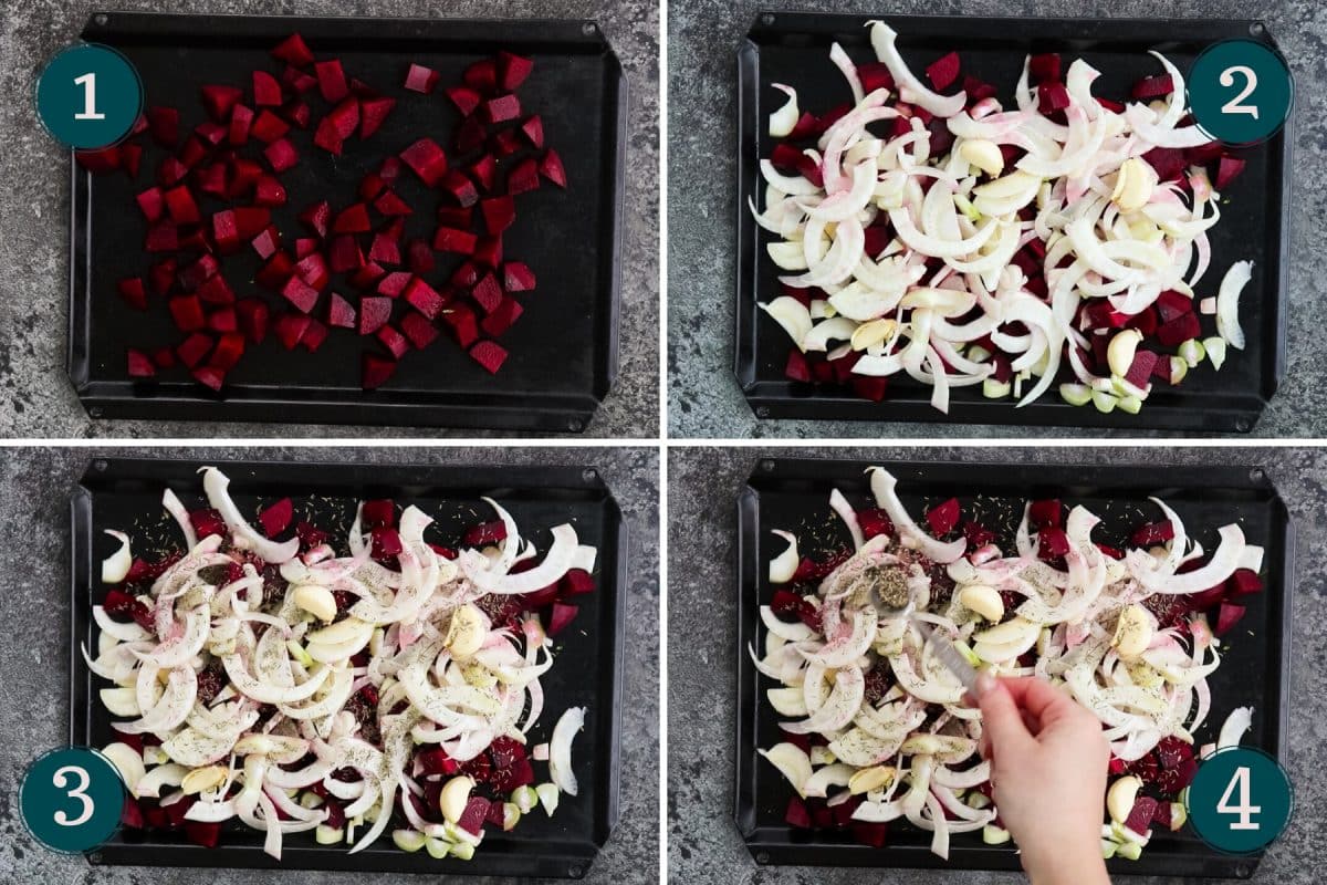 préparation des betteraves et du fenouil pour rôtir