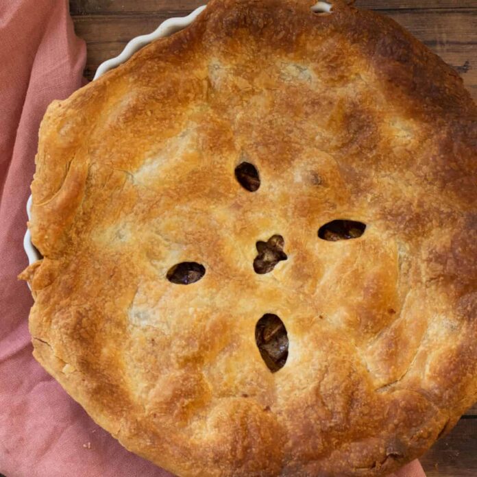 top down view of a puff pastry apple pie