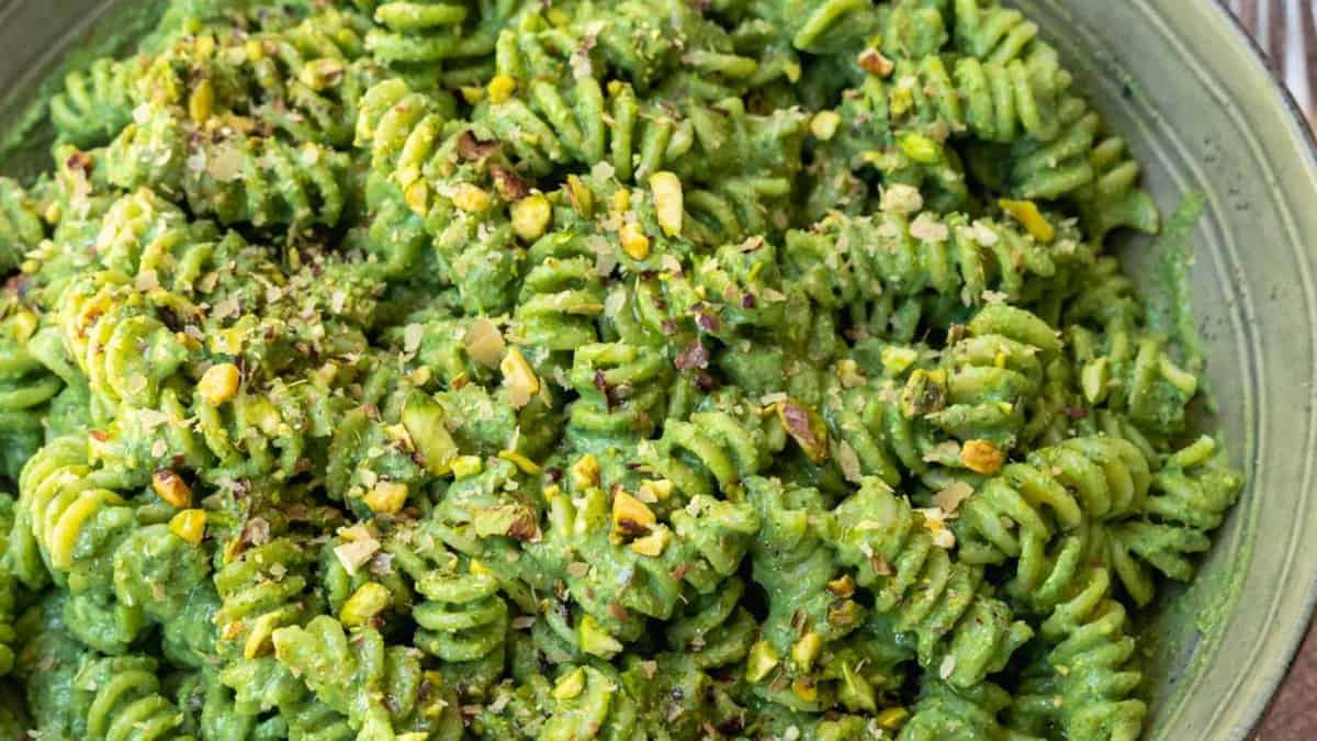 Pâtes crémeuses aux épinards.