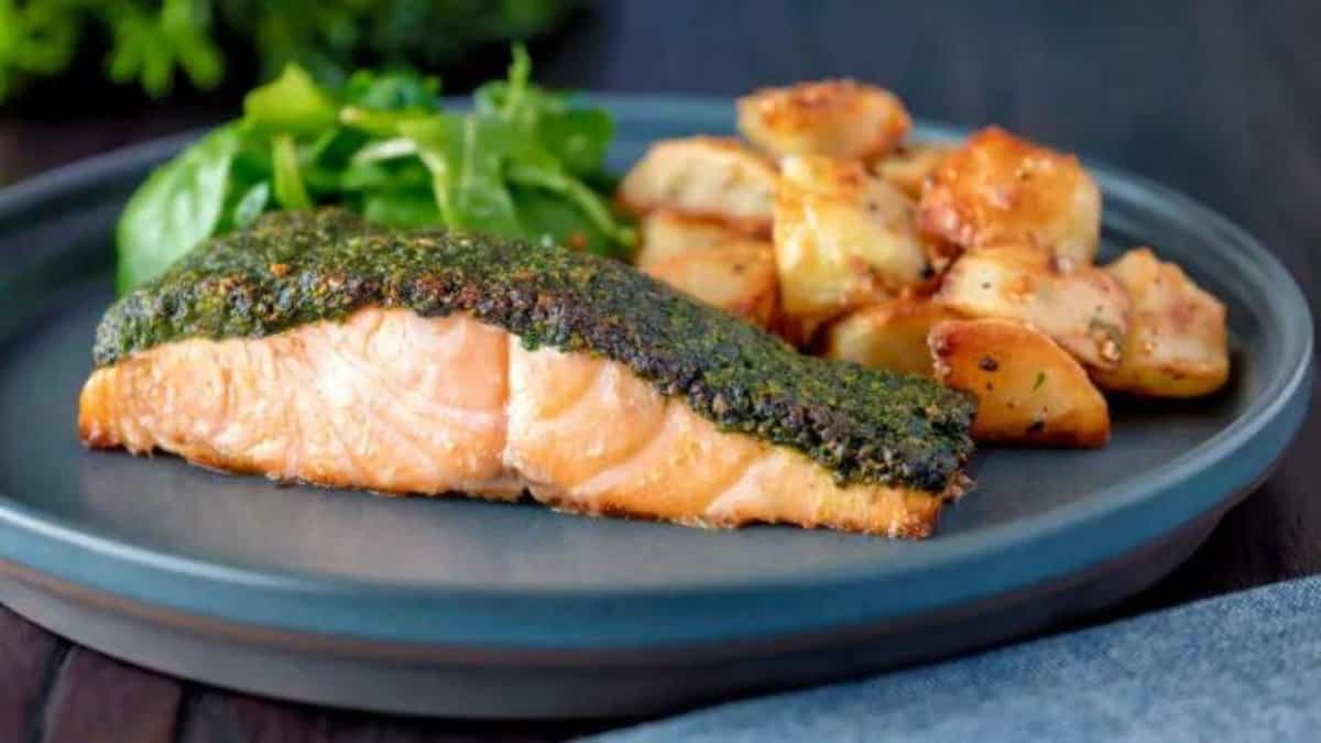 Saumon en croûte d'herbes.