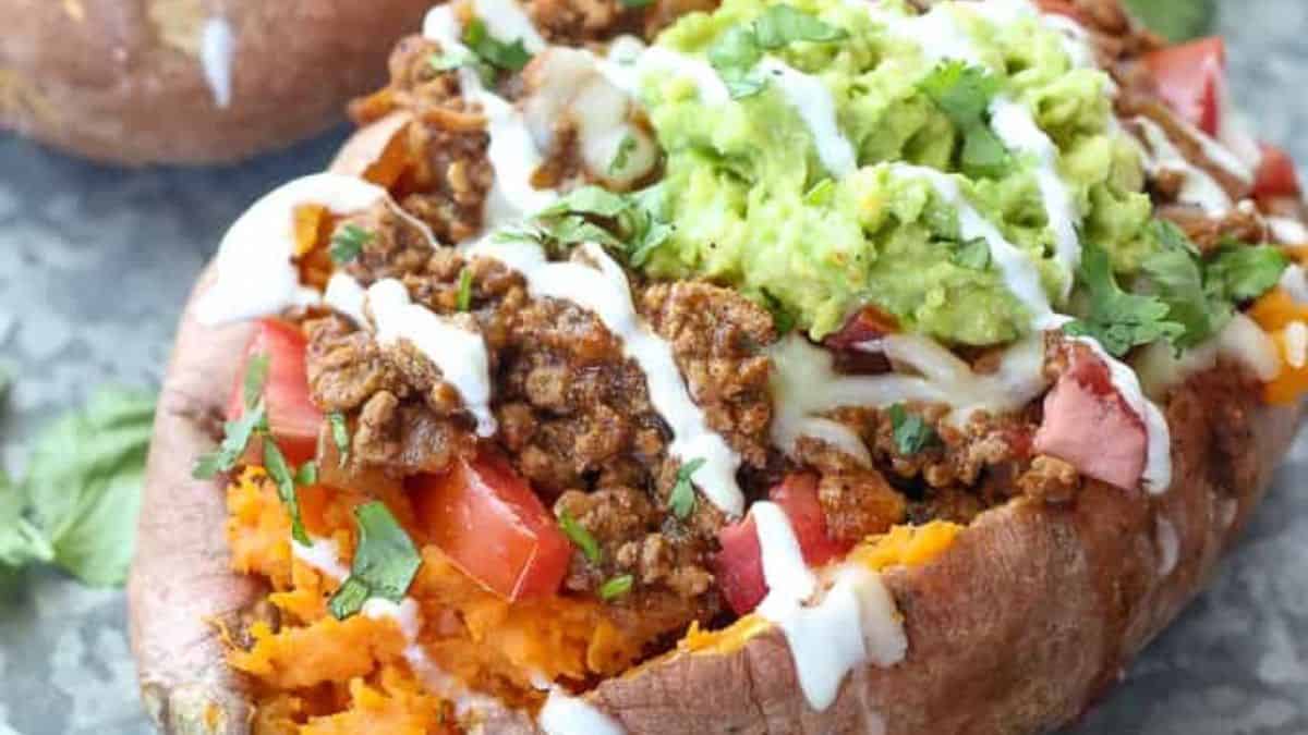 Patates douces farcies aux tacos.