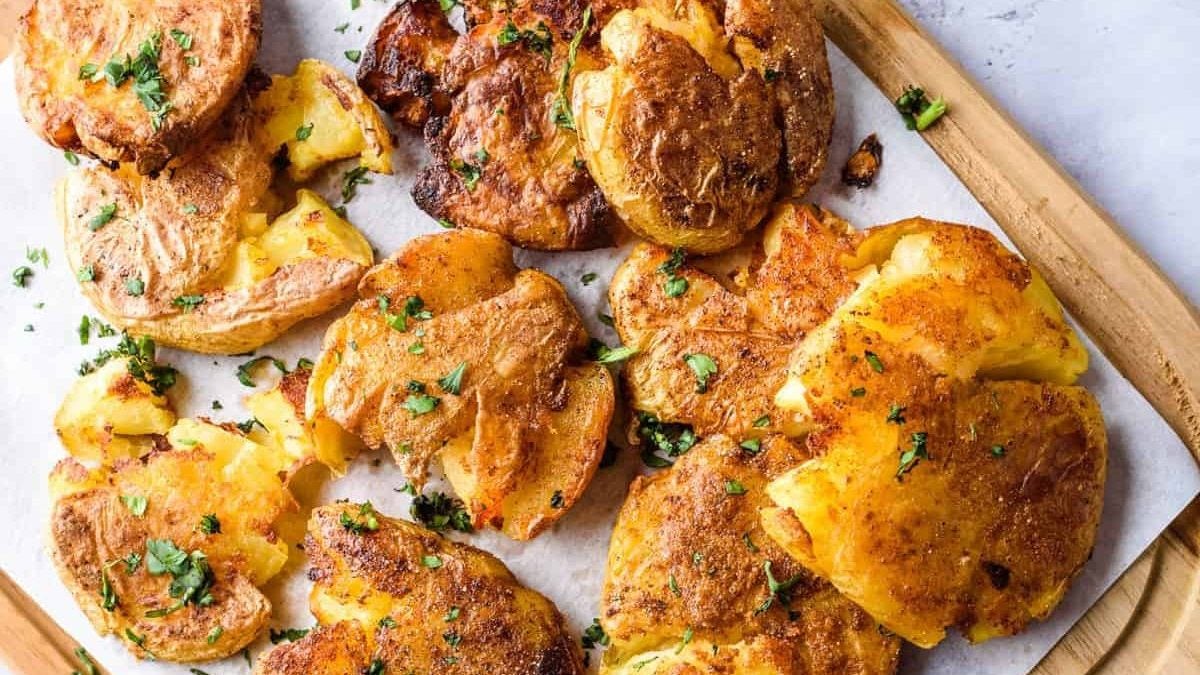 Pommes de terre écrasées à la airfryer.