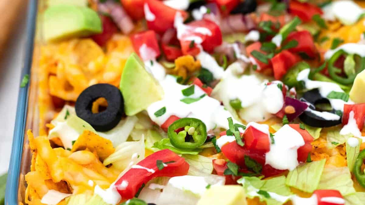 Casserole de tacos à emporter.