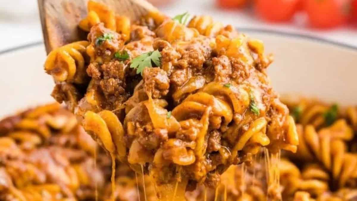 Pâtes à l'enchilada au bœuf.