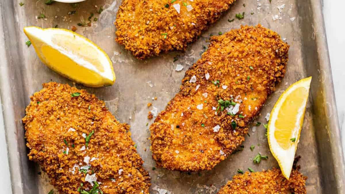 Poulet panko cuit au four.