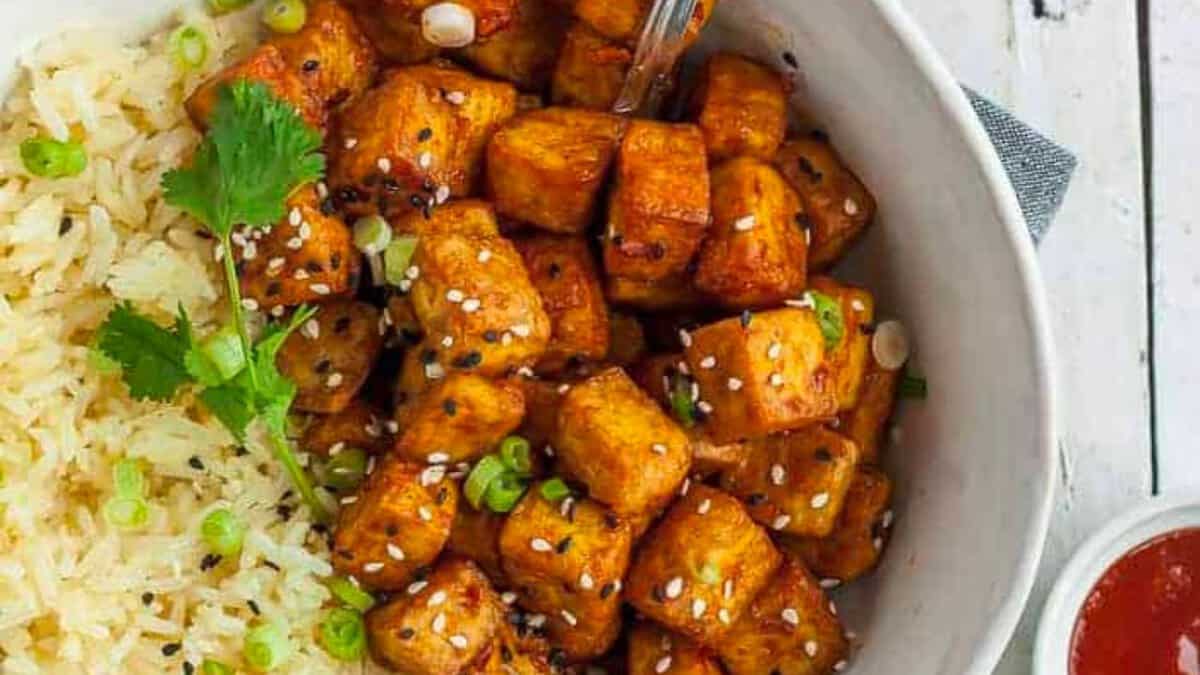 Tofu croustillant à l'airfryer.