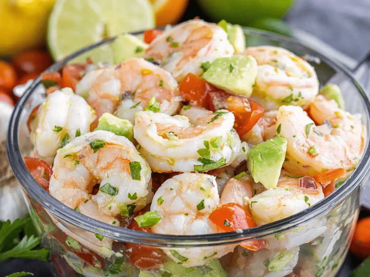 Ceviche de crevettes.