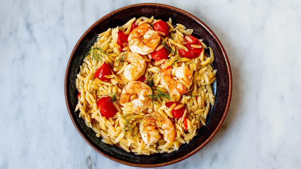 Crevettes et orzo en 15 minutes