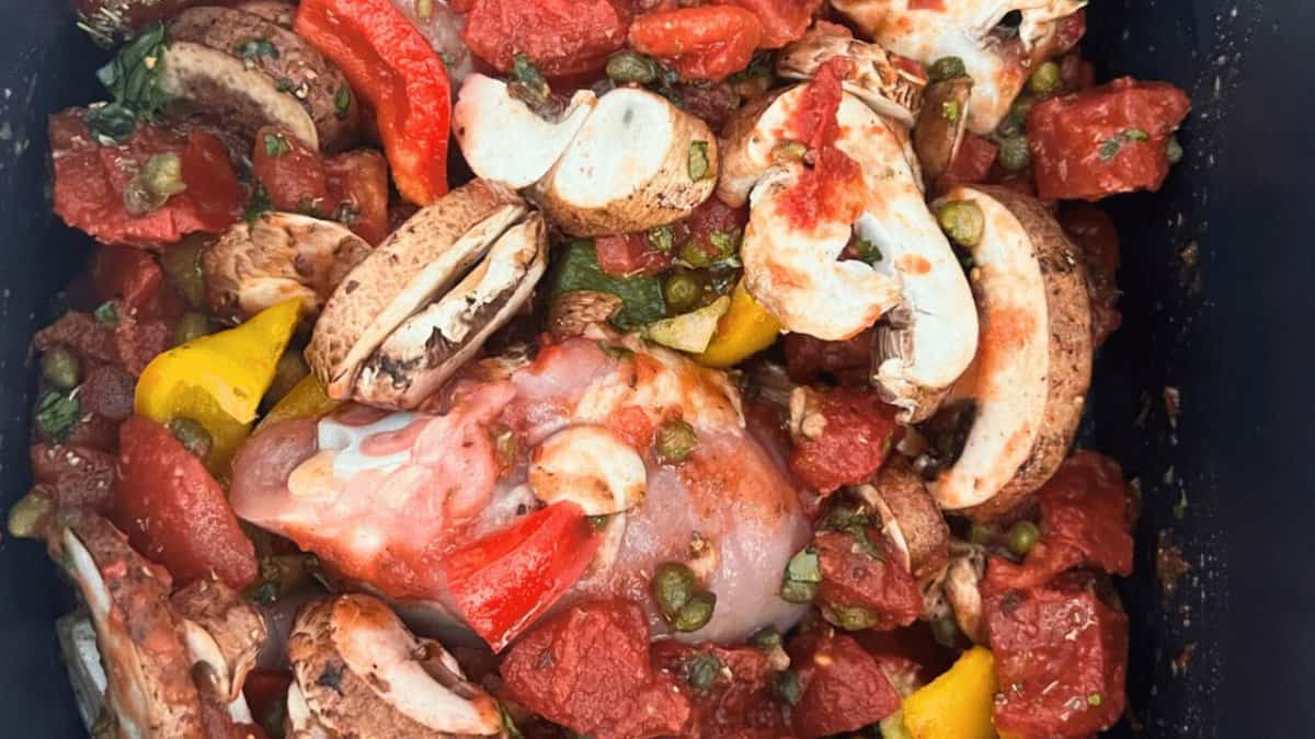 Cuisses de Poulet Cacciatore au Crockpot.