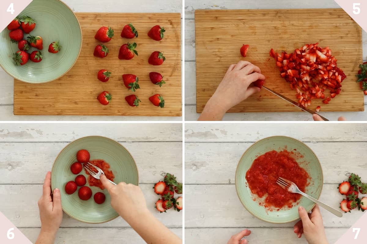Préparation des fraises pour les cupcakes
