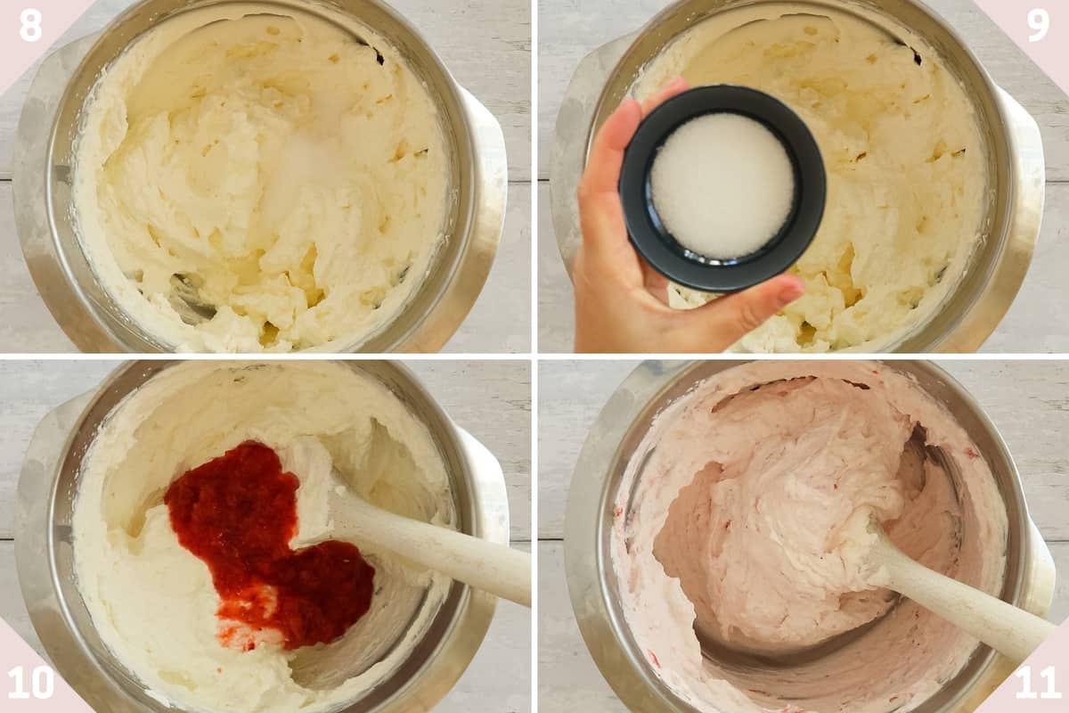 Préparation de la crème fouettée aux fraises
