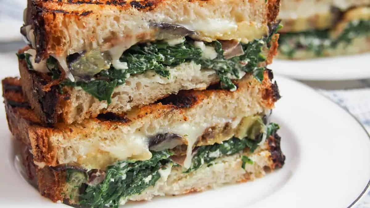 Sandwich Grillé Aubergine Épinards