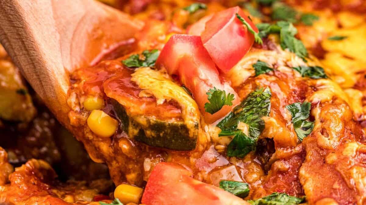 Casserole d'Enchiladas Végétariennes en Mijoteuse.